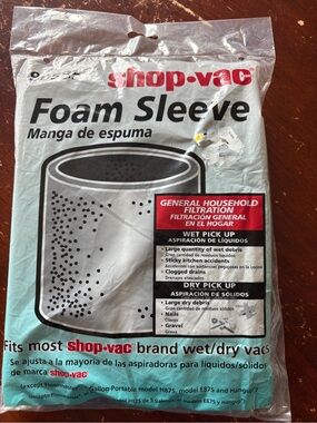 White Foam Sleeve Filter for Wet/Dry Vacuums